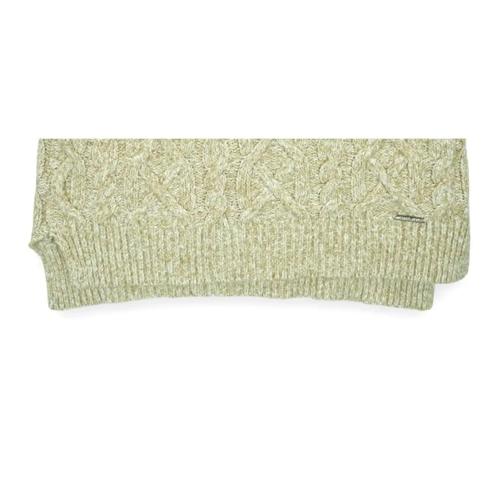 Michael Kors Women's Cable Knit Sweater Cotton Wool Size Small Beige Long Sleeve
